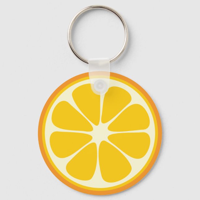Sweet Juicy Orange Tropical Citrus Fruit Slice Key Ring (Front)