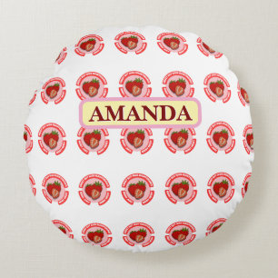 Sweet Juicy Strawberries Summer Fruit Round Cushion