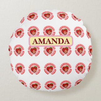 Sweet Juicy Strawberries Summer Fruit  Round Cushion
