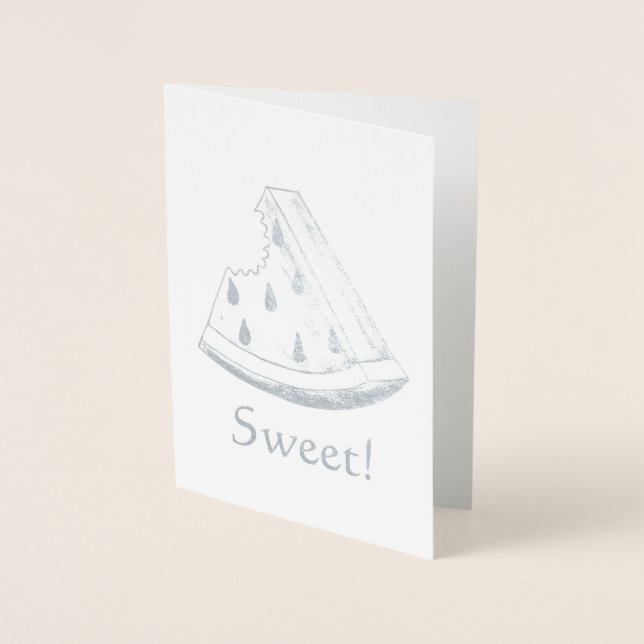 Sweet! Juicy Watermelon Melon Slice Fruit Foil Card (Front)