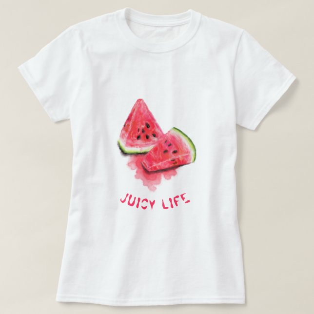 Sweet Juicy Watermelon Pieces Tasty  Add Your Text T-Shirt (Design Front)