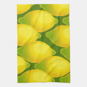 Sweet Juicy Yellow Citrus Lemon Wallpaper Design Tea Towel