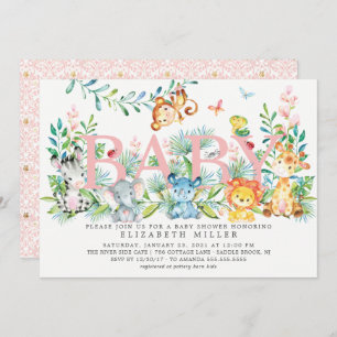 Sweet Jungle Animals Baby Shower Invitation