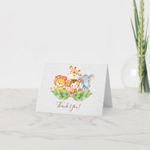 Sweet Jungle Animals Baby Shower Thank You Note Card