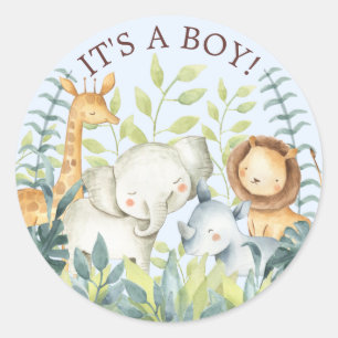 Sweet Jungle Animals It' a Boy Favour Sticker
