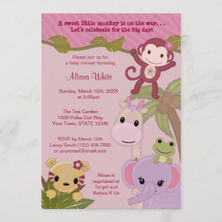 Sweet Jungle Babies Baby Shower Invitation safari