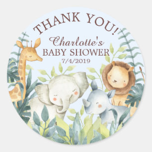 Sweet Jungle Baby Shower Thank You Favour Sticker