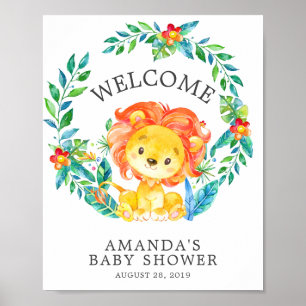 Sweet Jungle Lion Welcome Baby Shower Poster