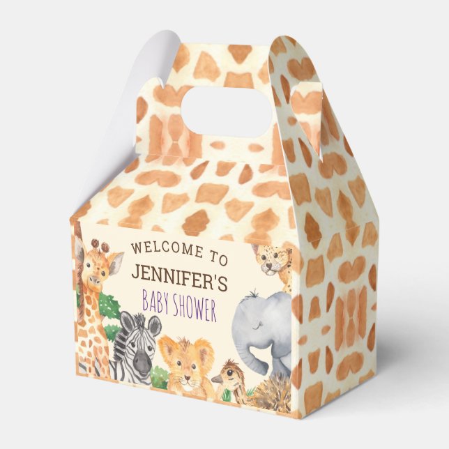 Sweet Jungle Safari Animal Wild One Baby Shower Favour Box (Front Side)