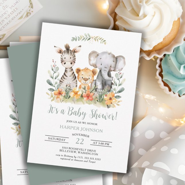 Sweet Jungle Safari Baby Shower Invitation (Creator Uploaded)