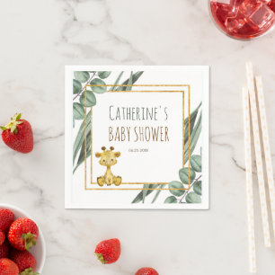 Sweet Jungle Safari Giraffe Botanical Baby Shower Napkin