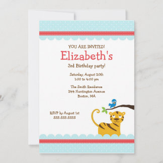 Sweet Jungle Tiger Girl's Birthday Invitation