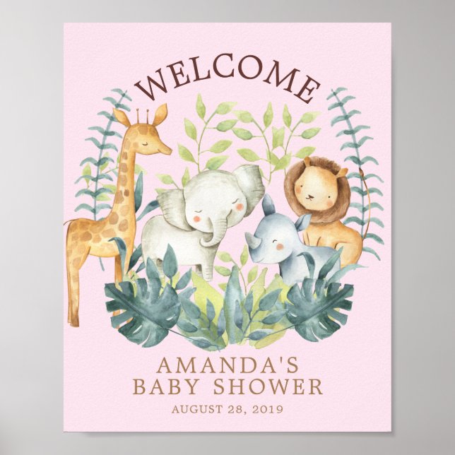 Sweet Jungle Welcome Baby Shower Poster (Front)