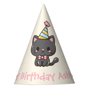 Sweet Kawaii Black Cat Birthday Party Party Hat