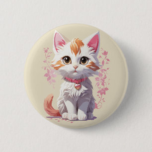 Sweet Kawaii Cat with Big Eyes 6 Cm Round Badge