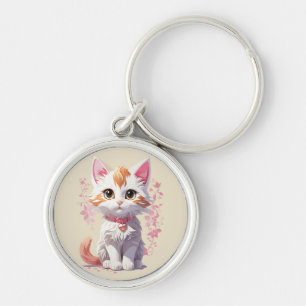Sweet Kawaii Cat with Big Eyes Key Ring