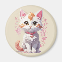 Sweet Kawaii Cat with Big Eyes