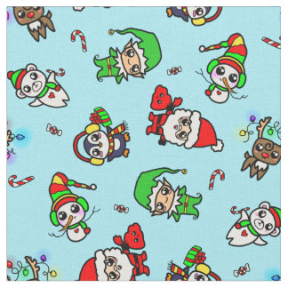 Sweet Kawaii Christmas Character pattern Fabric