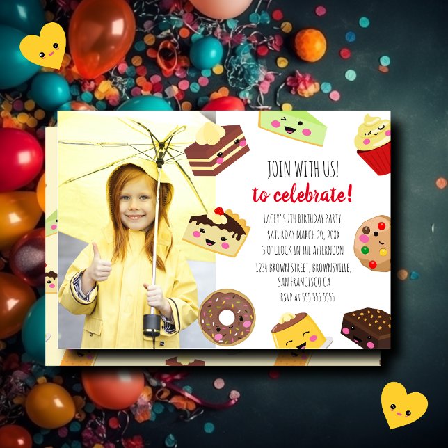 Sweet Kawaii Desserts Photo Invitation For Kids (Creator Uploaded)