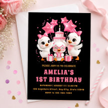 Sweet Kawaii Duck Birthday Invitation