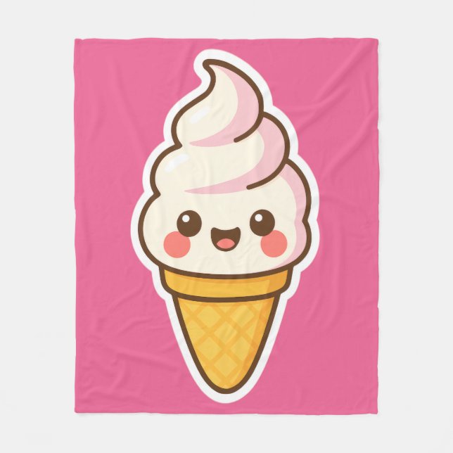 Sweet Kawaii Ice Cream Fleece Blanket (Front)