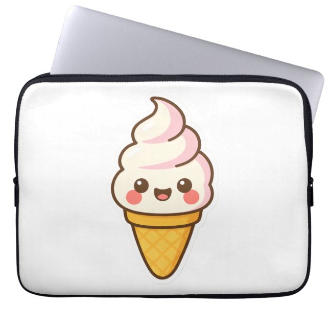 Sweet Kawaii Ice Cream Laptop Sleeve (Front)