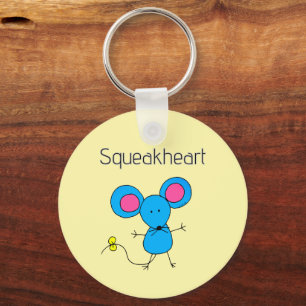 Sweet Kawaii Mouse Squeakheart Love Key Ring