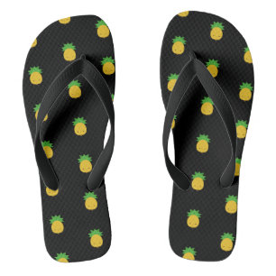Sweet kawaii pineapple black flip-flop sandals