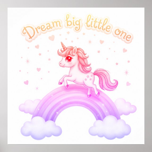 Sweet Kawaii Unicorn Dreams, Nursery Poster (Front)