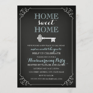 Sweet Key Chalkboard Housewarming Invitation