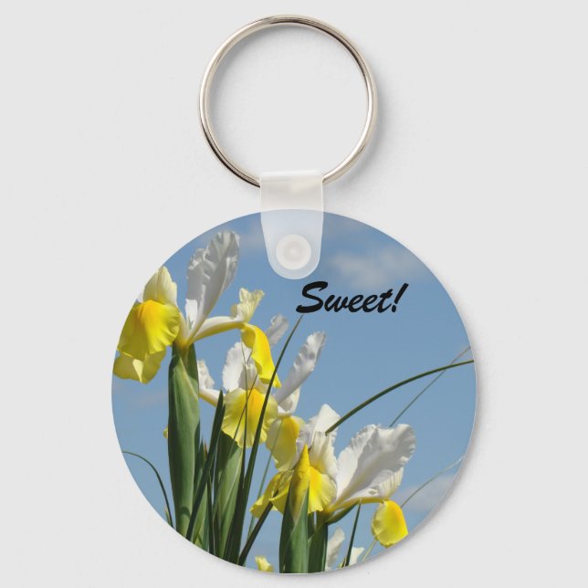 Sweet! keychain Iris Flowers Blue Sky Spring (Front)