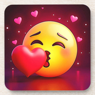Sweet Kiss Heart Emoji Coaster