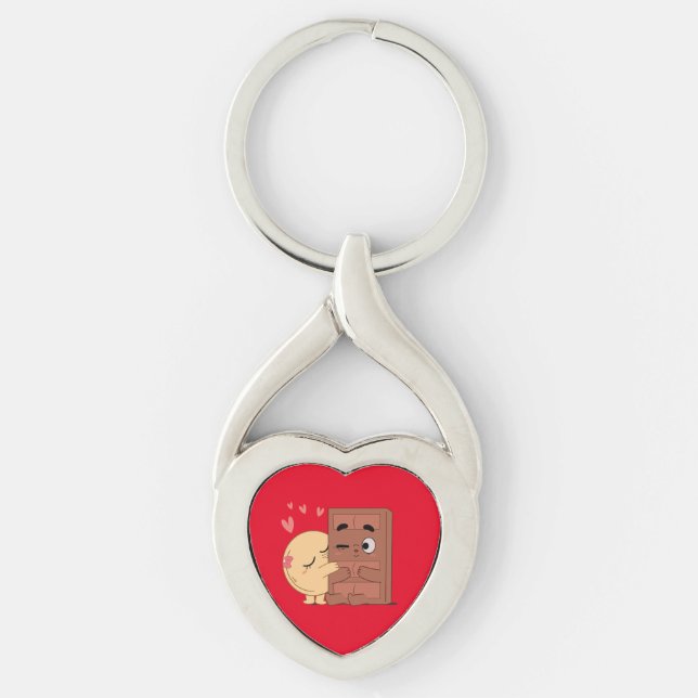 Sweet Kisses Choco Pancake Valentines Couples Love Key Ring (Front)