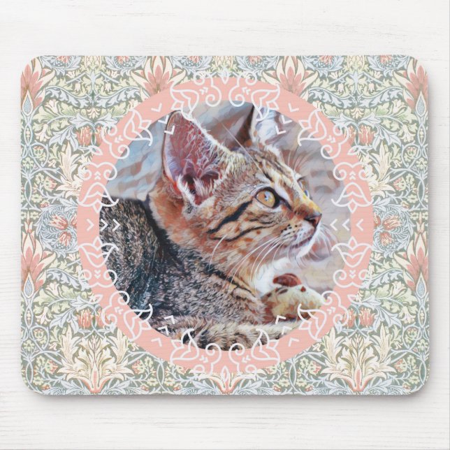 Sweet Kitten Cat Art Vintage Style Mouse Pad (Front)