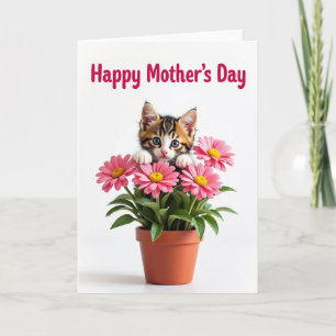 Sweet Kitten Floral Mothers Card