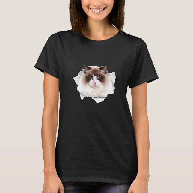 Sweet Kitten Torn Cloth Himalayan Ragdoll Birman C T-Shirt (Front)
