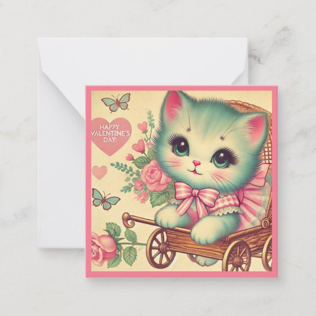 Sweet  Kitten Valentine's Day Classroom  Card (Front)