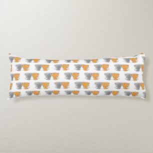 Sweet Kittens Pattern Orange and Grey Kitties Body Cushion