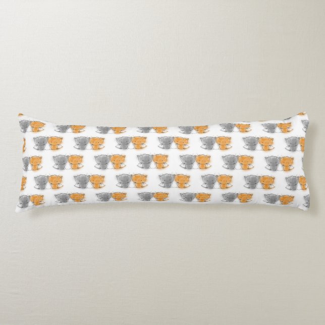Sweet Kittens Pattern Orange and Grey Kitties Body Cushion (Front)