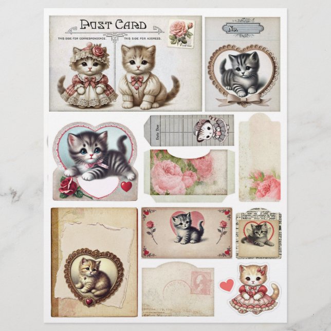 Sweet Kittens & Roses Ephemera Collection R (Front)