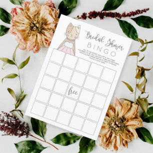 Sweet Kitty Bridal Shower Bingo Game Card