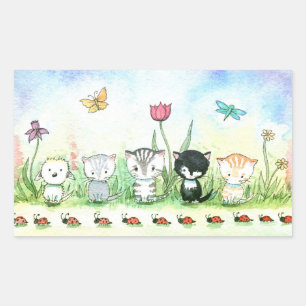 Sweet Kitty Cat Puppy Ladybug Stickers