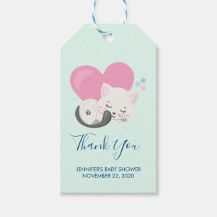 Sweet Kitty Cat Sleeping with a Heart Gift Tags