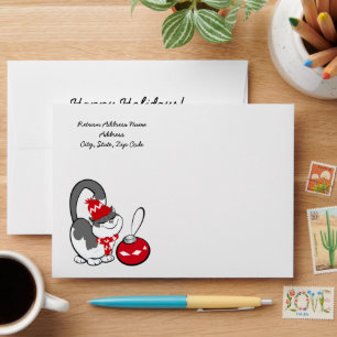 Sweet Kitty Custom Christmas Envelopes