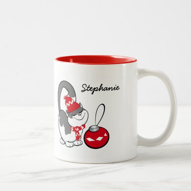 Sweet Kitty Custom Name Christmas Gift Mugs (Right)