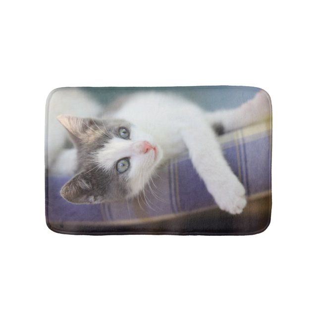 Sweet Kitty In Plaid Bed Bath Mat (Front)
