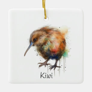 Sweet Kiwi, custom Ceramic Ornament