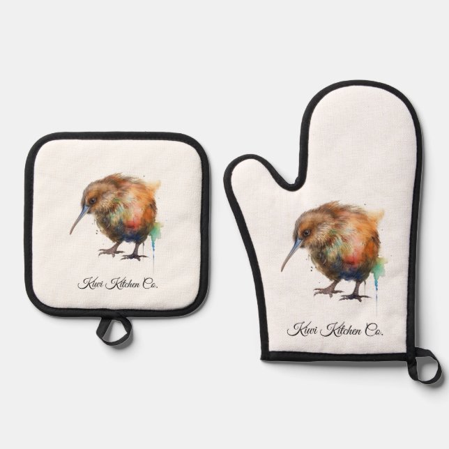 Sweet Kiwi, custom Oven Mitt & Pot Holder Set (Front)