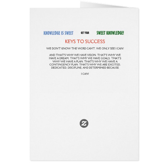 SWEET KNOWLEDGE CARD #2 (Back)
