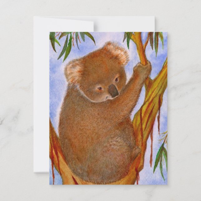 Sweet Koala Bear In A Tree Birthday Invitation (Front)